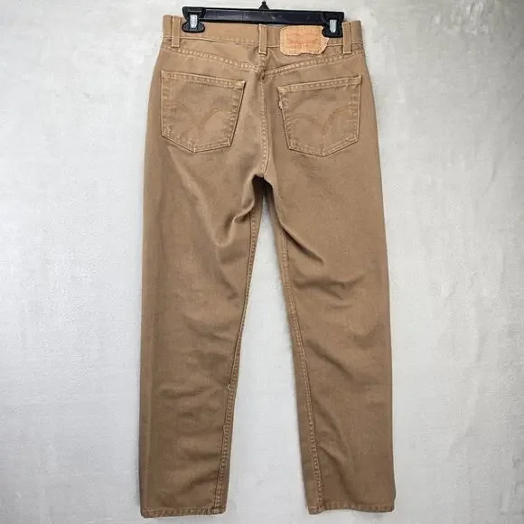 VTG Levis 501 Jeans Mens 28x27 Brown Button Fly Straight Leg USA Tag 30x30 Y2K - Picture 7 of 14